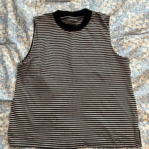 Black and white striped sleeveless tee